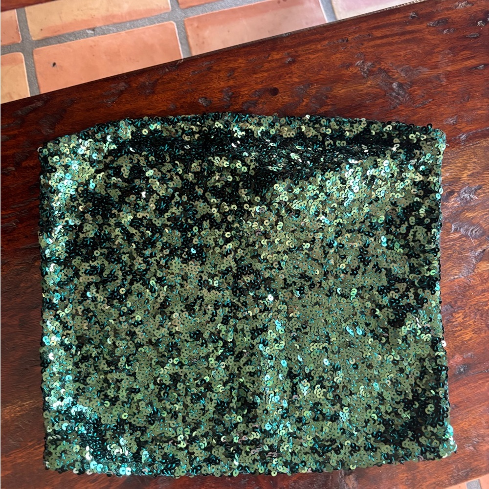 Free People sequin green tube top size small - Picture 2 of 4